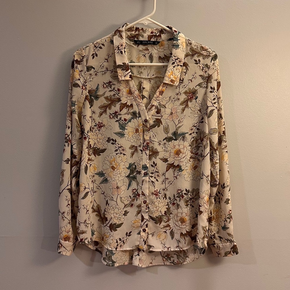 zara sheer floral top